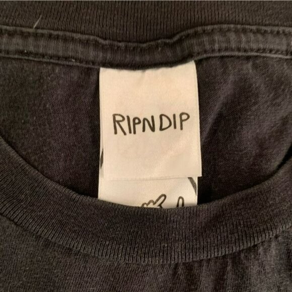 RipNDip unisex black short sleeve shirt with cat in pocket and palm tree -S - Picture 6 of 9